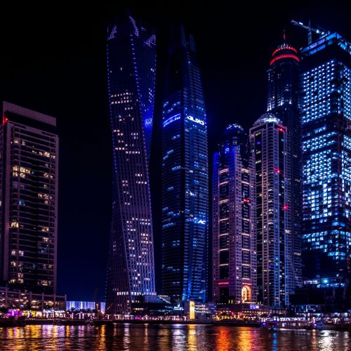 Twisted Building during Nighttime